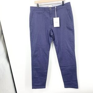 Perk Men Size 36 x 32 Pants Blue Slim Fit Feel Good Chinos Stretch Khakis